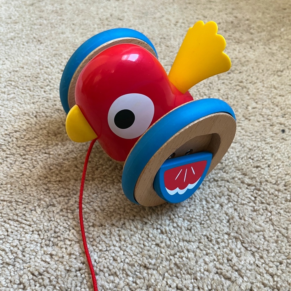 Hape | Wooden Baby and Toddler Bird Pull Toy with flapping wings | Learning Toy